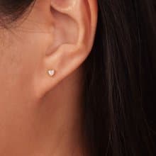 s925銀精緻桃心耳釘 ins風耳飾疊戴 防敏感mini耳釘 養耳洞耳釘