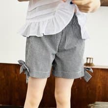 黑白小格子蝴蝶結小短褲 / 褲子 童裝