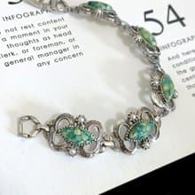 vintage jewelry Sarah cov 翡翠綠賽珞珞 手鍊