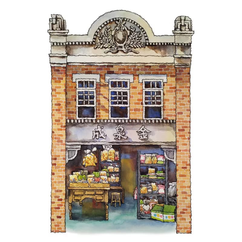 台灣旅繪-台南雜糧店-金泉成-街屋-數位微噴懷舊海報