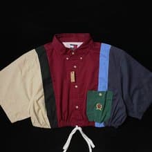 REGETHER 古著改製TOMMY HILFIGER 拼接縮腰襯衫-04