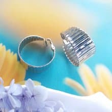 Vintage Jewelry 西洋古董飾品 銀色調 波浪 寬版 C 圈 夾式耳環
