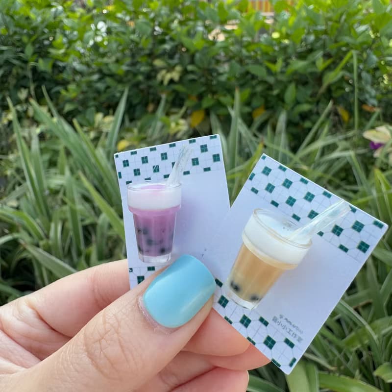 特飲系列- 珍珠奶茶/薄荷朱古力/紫薯珍珠 手作 襟章 心口針 胸針