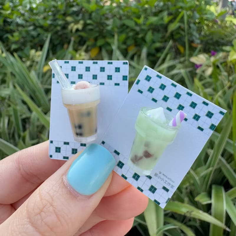 特飲系列- 珍珠奶茶/薄荷朱古力/紫薯珍珠 手作 襟章 心口針 胸針