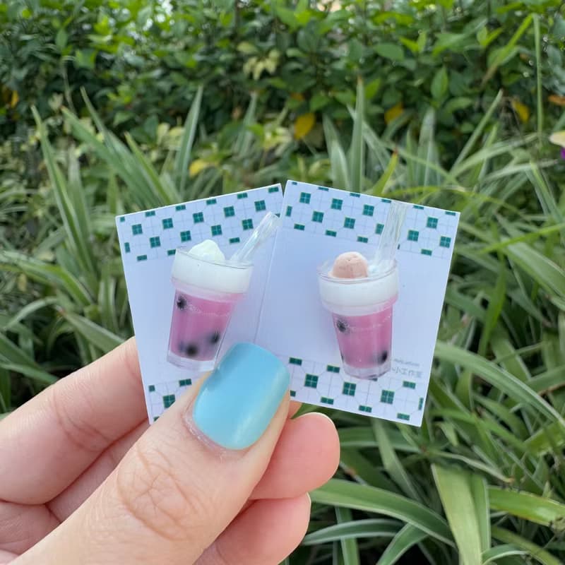 特飲系列- 珍珠奶茶/薄荷朱古力/紫薯珍珠 手作 襟章 心口針 胸針