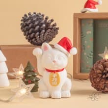 【聖誕節限定禮盒】| woohuang | 水泥材質 | 聖誕帽雪白招財貓