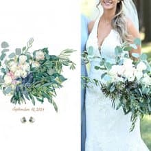 ORIGINAL Custom Wedding Bouquet Painting in Watercolor Bridal flowers portrait