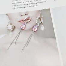 YLANG【彩鑽流蘇】流線型耳環Swarovski/藝術銅線(仿針耳夾/耳勾)
