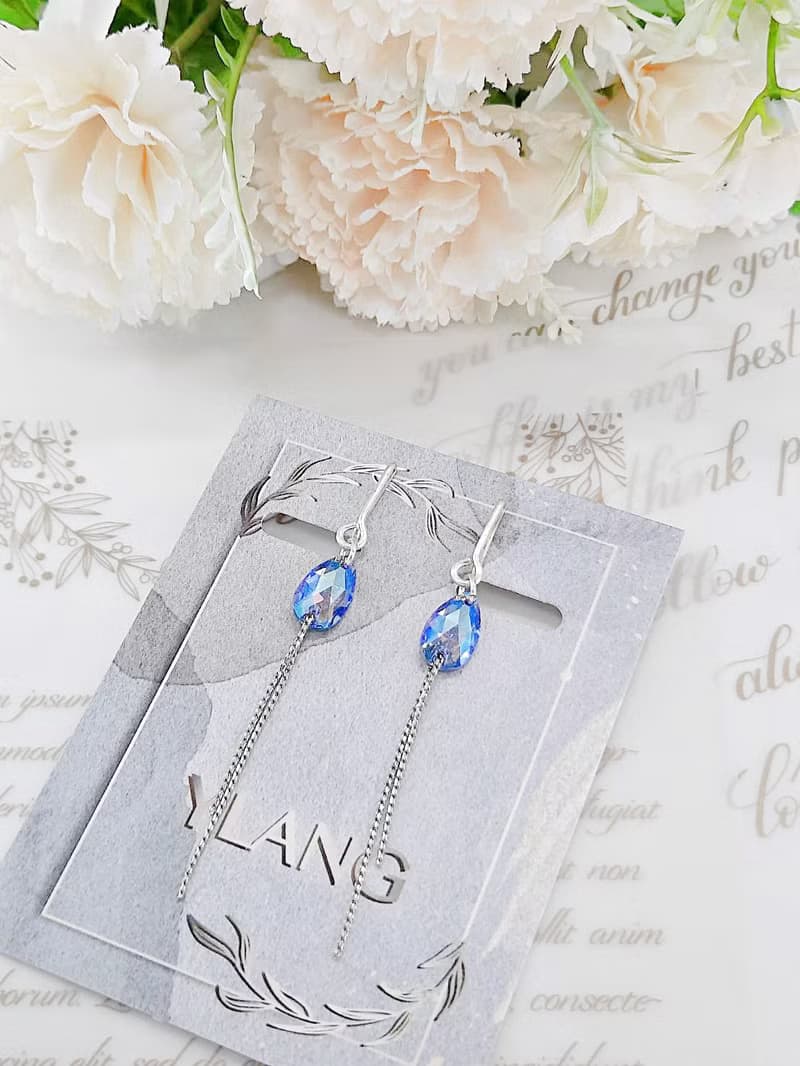 YLANG【彩鑽流蘇】流線型耳環Swarovski/藝術銅線(仿針耳夾/耳勾)