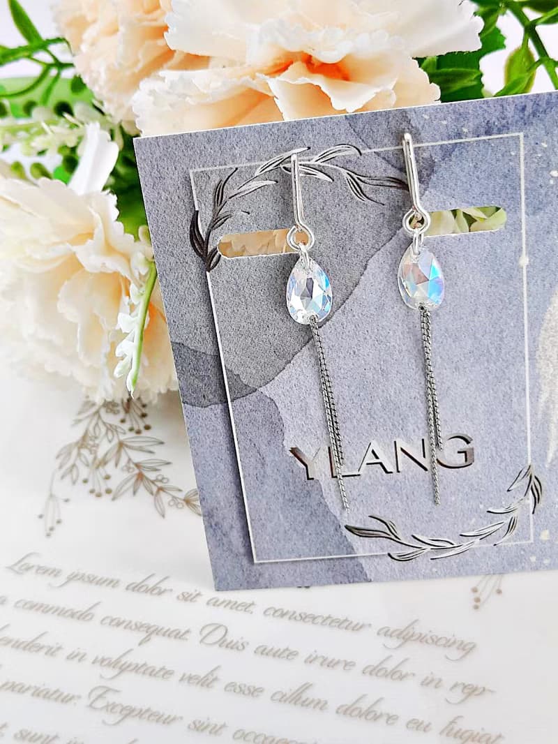 YLANG【彩鑽流蘇】流線型耳環Swarovski/藝術銅線(仿針耳夾/耳勾)