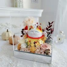 黃金招財貓開運永生花禮