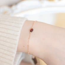 石榴石925純銀鍍玫瑰金橢圓寶石小圓珠手鍊