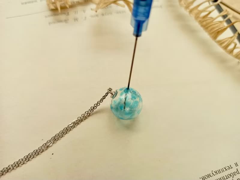 浪花藍雪花精油香水擴香瓶醫療鋼項鍊 (14mm)