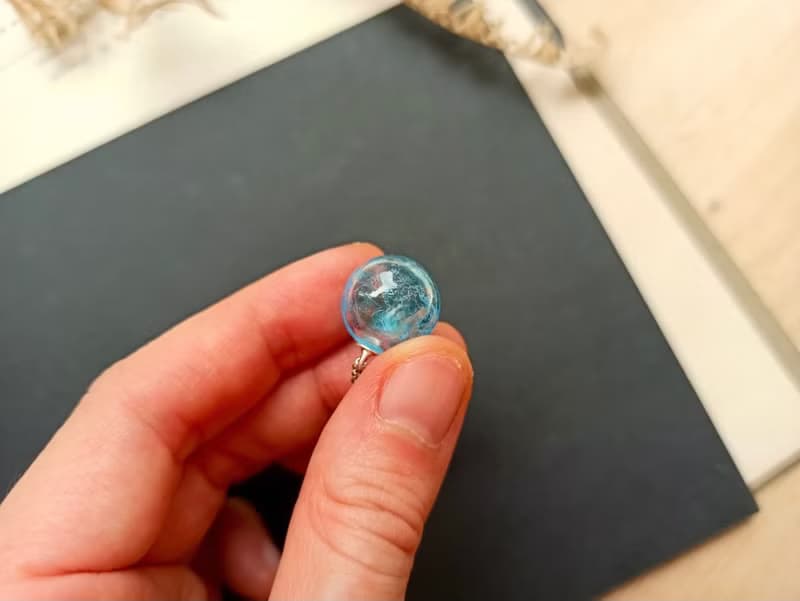 浪花藍雪花精油香水擴香瓶醫療鋼項鍊 (14mm)