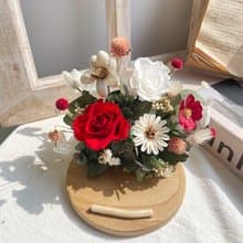 不凋花/永生花樟木名片座 居家擺飾 開幕禮物 升遷禮 入