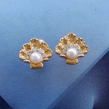 Vintage Jewelry 西洋古董飾品 仿珠蚌貝 小巧 夾式耳環