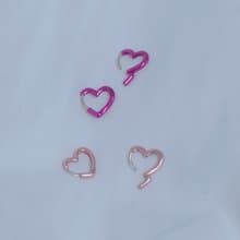925 Silver heart color one-touch earring C.E 305