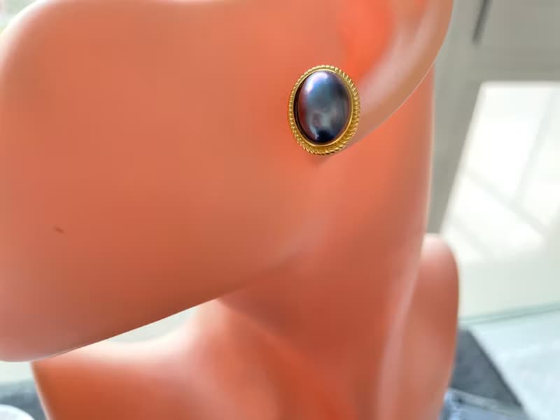 星空藍 馬貝珍珠  古典風格 純銀 耳飾
