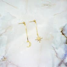 【福利品】月亮星辰不對稱 耳飾
