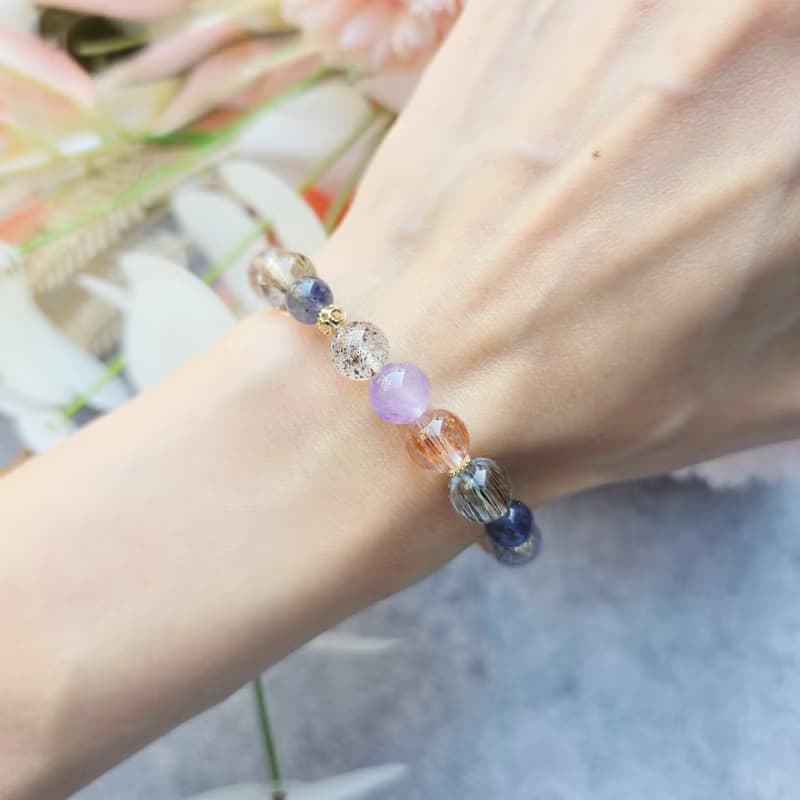 Super-黑金超七.銅鈦髮.紫超七.毒液超七.堇青-能量水晶手鍊