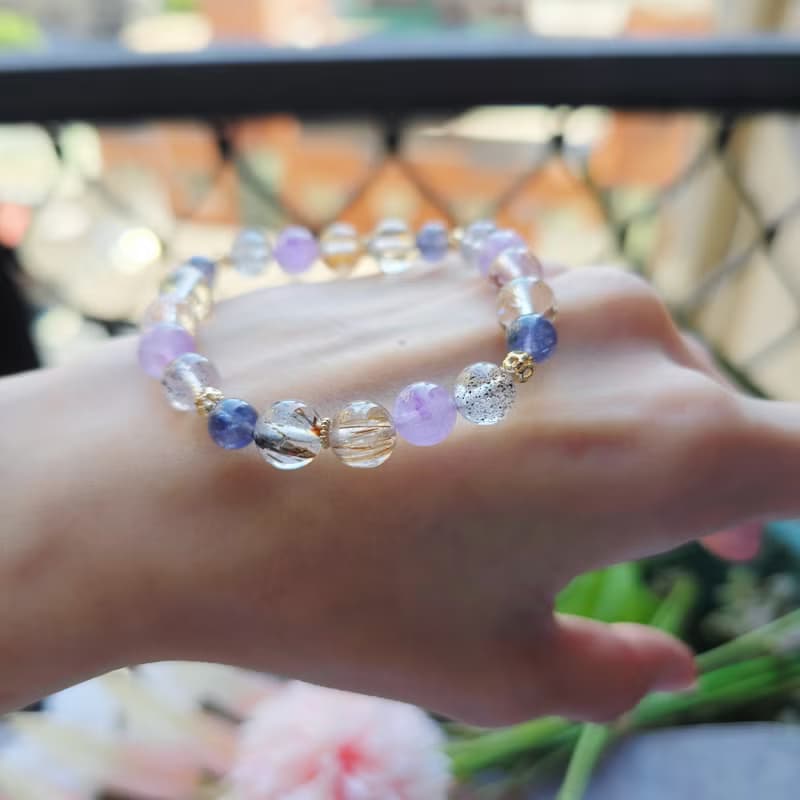 Super-黑金超七.銅鈦髮.紫超七.毒液超七.堇青-能量水晶手鍊