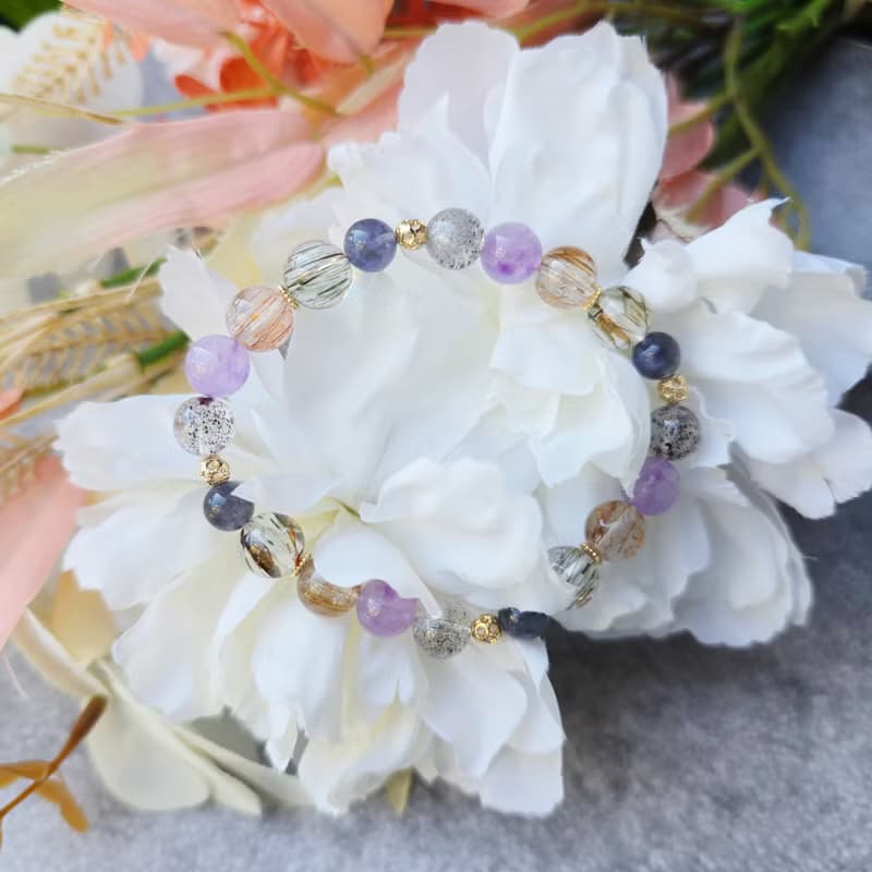 Super-黑金超七.銅鈦髮.紫超七.毒液超七.堇青-能量水晶手鍊