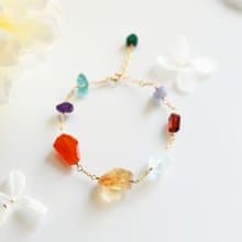 8種類天然石のブレスレット アメジスト シトリン ガーネット アパタイト タンザナイト クリソコラ カーネリアン