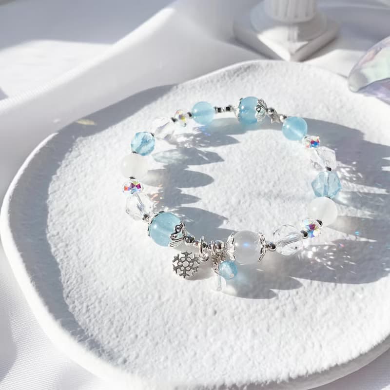 海藍寶 月光石 白水晶 S925純銀 鑽切水晶手鍊