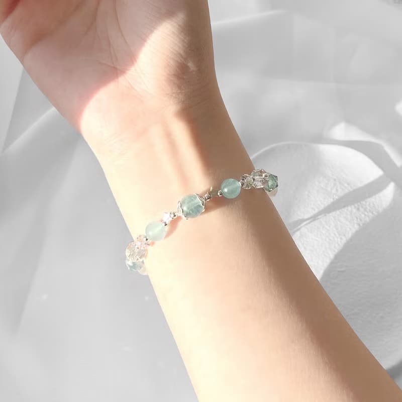 海藍寶 月光石 白水晶 S925純銀 鑽切水晶手鍊