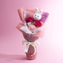 賣萌康乃馨永生花束  乾燥花 索拉花 永生花 母親節 附花瓶