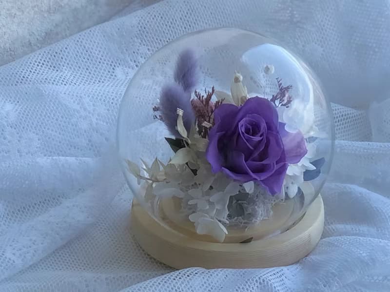12cm永生花玻璃鐘罩|不凋花|永生花|乾燥花|