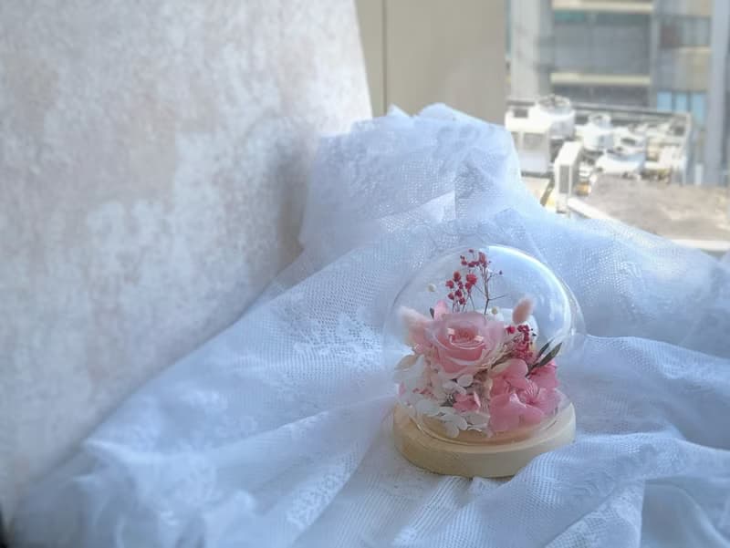 12cm永生花玻璃鐘罩|不凋花|永生花|乾燥花|