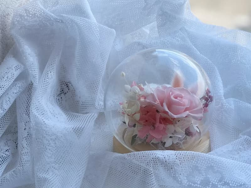 12cm永生花玻璃鐘罩|不凋花|永生花|乾燥花|