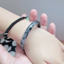 【親翠】天然翡翠 冰烏雞全透水墨兒童45mm手鐲