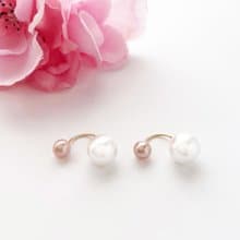ダブルパールピアス 【pink×wht】/ 淡水パール / 2WAY