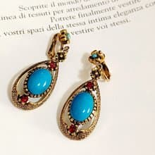vintage jewelry Celebrity 典雅艷后風格吊墜 夾式耳環