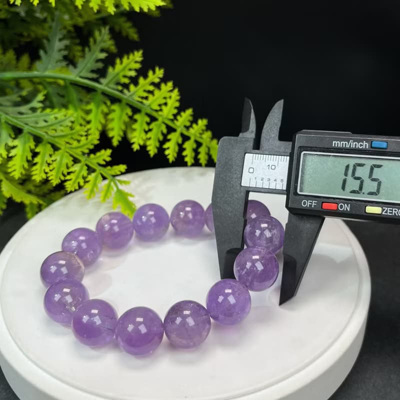 精品天然薰衣草紫水晶手串15.5mm冰透大顆粒手錬單圈男女朦朧浪漫