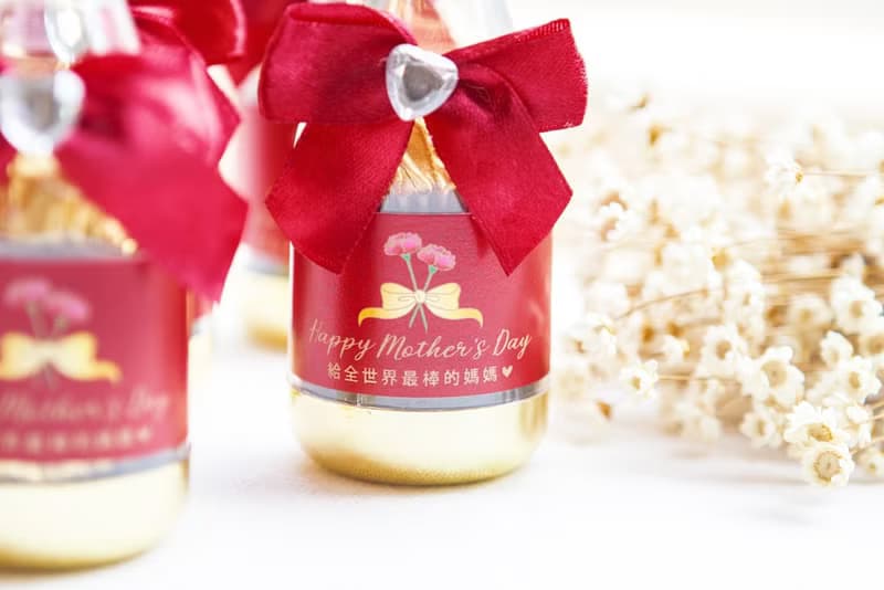 母親節禮物贈品 母親節快樂香檳糖果瓶(金莎2顆入) 節日慶祝 工商