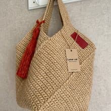 Crochet Square Jute Bag , Crochet Jute Handbag, Reusable Bag