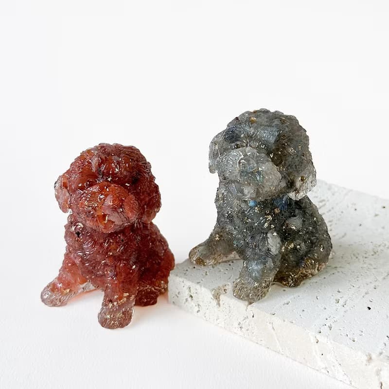 水晶 貴賓狗 M號 |  | 天然石手作 | 居家擺飾 療癒萌犬 |拉長石