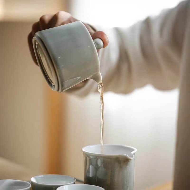 聞說|日式簡約茶壺茶具套裝 煙灰系列 辦公家用禮贈 禪意功夫陶瓷