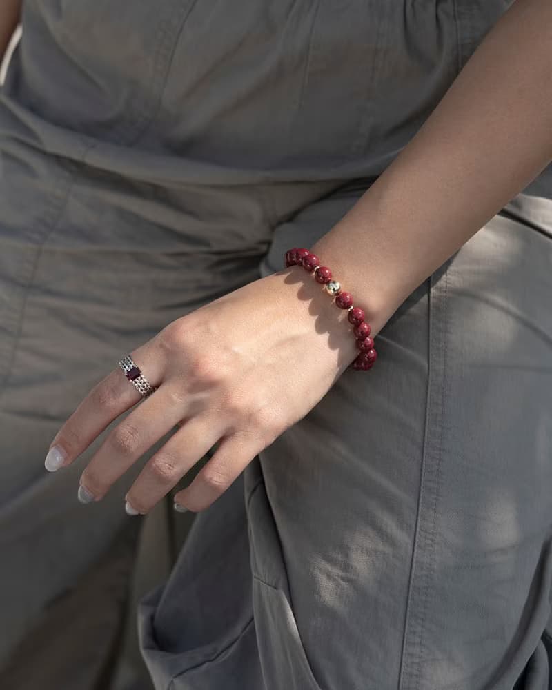 紫金硃砂14K包金手鍊