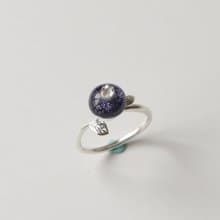純銀琉璃藍莓戒指