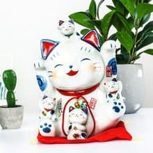 日本進口藥師窯染錦福助招財貓手工陶瓷擺件生日喬遷開業喬遷禮物