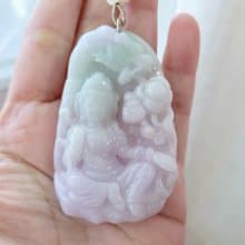 【親翠】天然翡翠 冰春彩極厚御龍觀音牌項鍊 | 佛系 | 適合男士