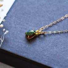 ブラックオパール ペアシェイプ カボションネックレス 14kgf