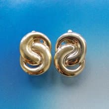 Vintage Jewelry 西洋古董飾品 TRIFARI 金色調 交纏 夾式耳環