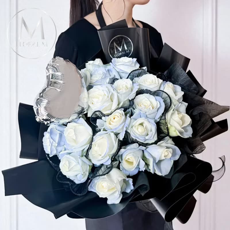 地中海聖托尼尼玫瑰鮮花花束