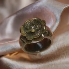 滿綠翡翠牡丹花玉戒 | 國際14圍 | 天然緬甸玉A貨翡翠 | 送禮