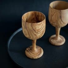 【聖誕禮】手工橄欖木高腳酒杯 甜品杯 冬季餐桌・聖誕交換禮物